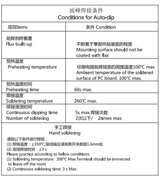 AC插座通用焊接條件